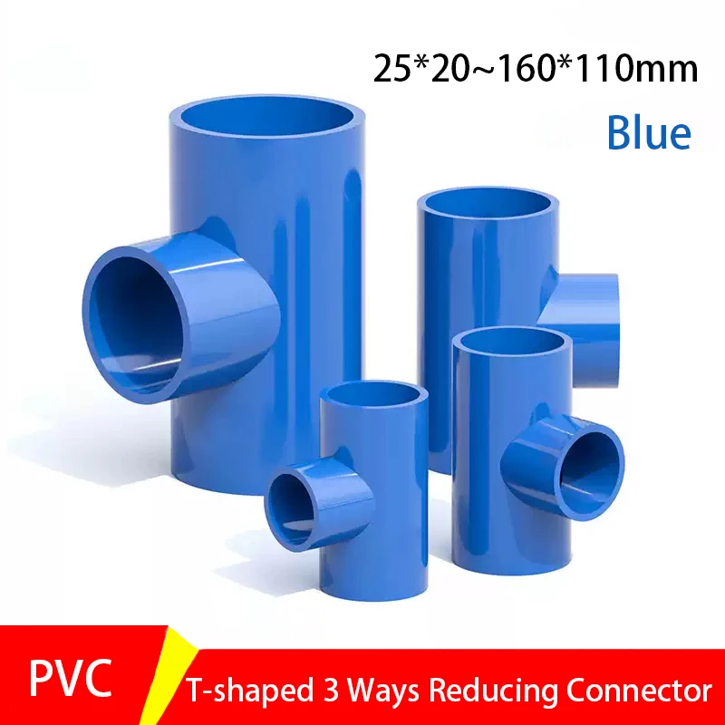 

1PCS Blue 20/25/32/40/50/63/75/90/110/125/160mm Reducing 3 Ways Connector PVC Pipe Fitting Garden Water Fish Tank Connector