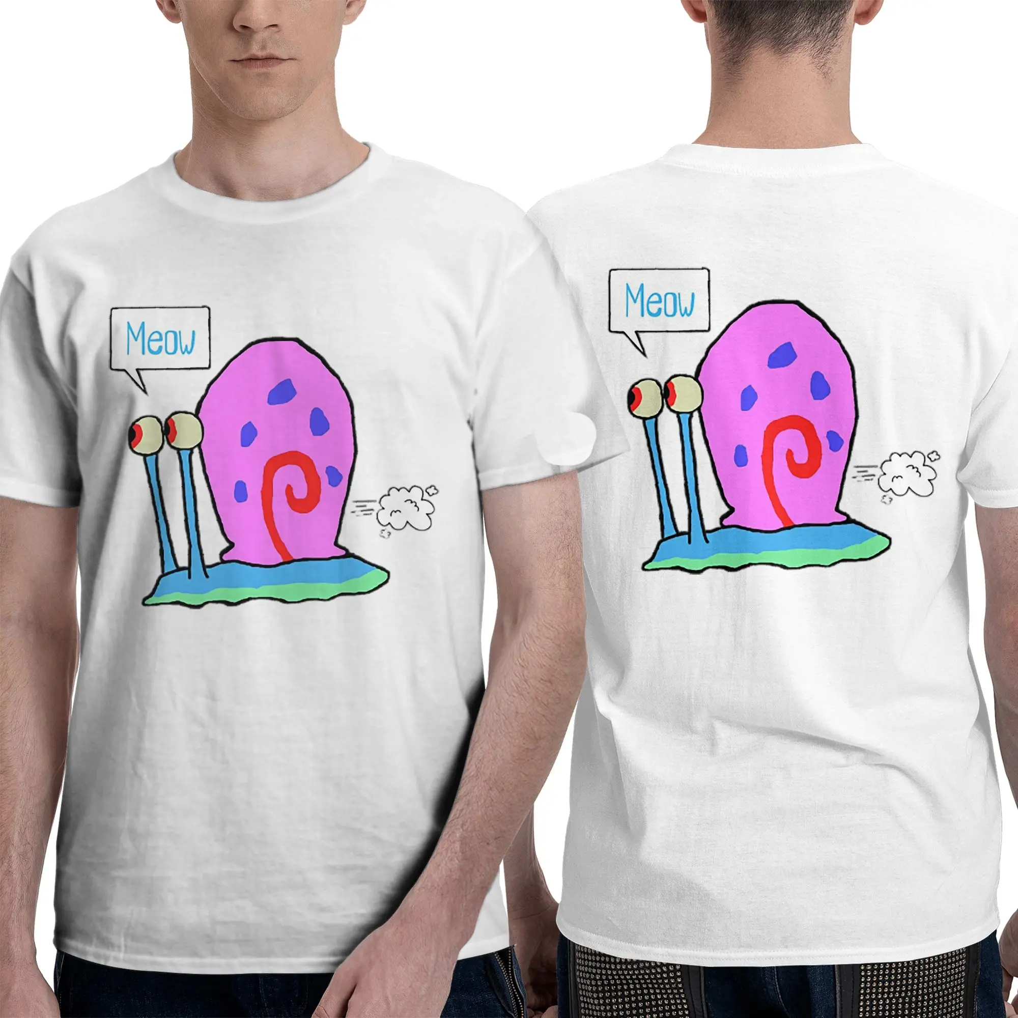 100% Cotton Gary Snail T-Shirt Men's Double Sided T Shirt Men O-Neck Summer Shirts Tops Oversized