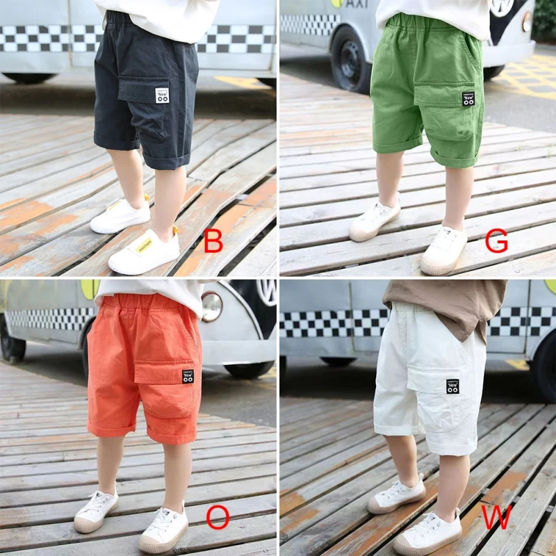 Classic Solid Color Loose Shorts for Kids Boys Summer Cotton Soft Beach Traveling School Shorts for Children Daily Trousers