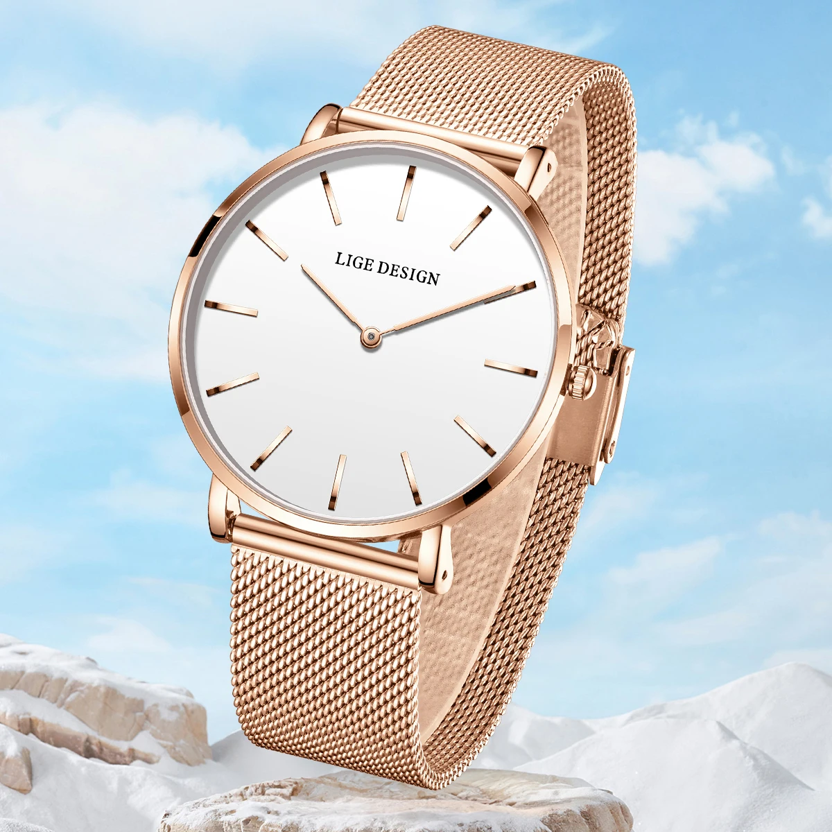 LIGE 新しい女性ドレスクォーツ時計ベストセラーの女性の腕時計女性の高級ブランドシンプルでエレガントな防水時計ドロップシッピング
