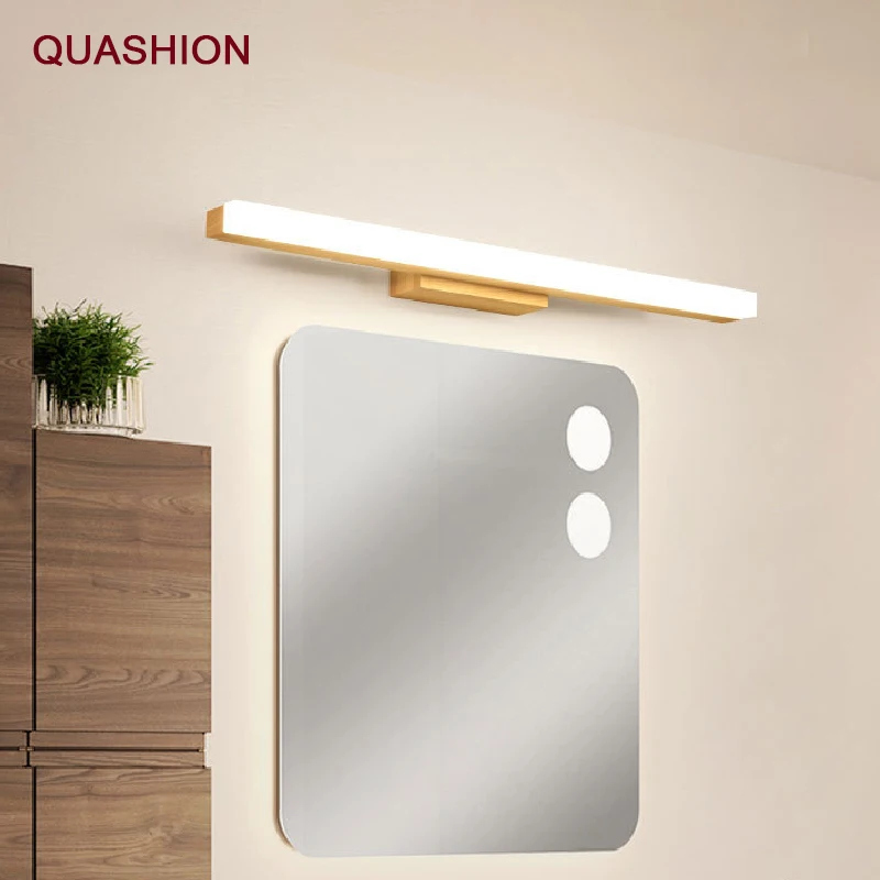 

North European Wooden Wall Lamp LED Mirror Front Light Modern Simple Bedroom Bedside Bathroom Makeup Light Cosmetic Table Lamp