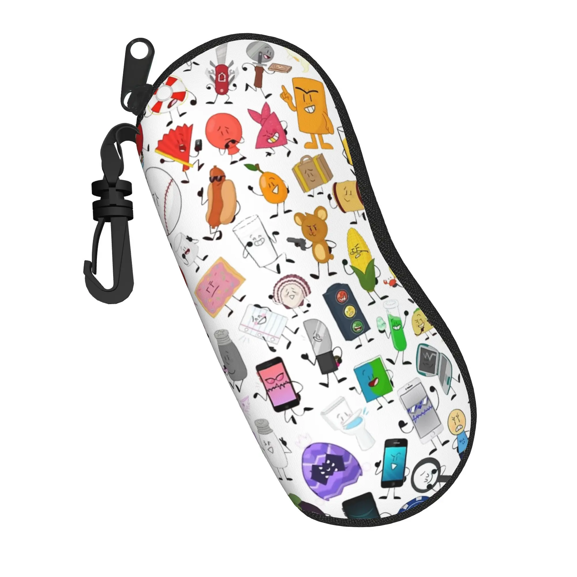 BFDI Inanimate Insanity  Glasses Case Men Women Printing Zipper  Eyewear Storage Box Protector Sunglasses Box