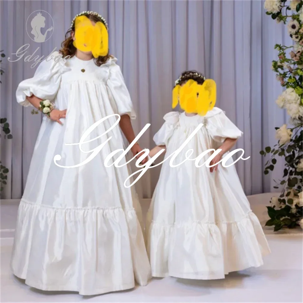 Princess Elegant High Neck Half Sleeveless A Line First Communion Dress Floor Length Simple Flower Girl Gown Customized New