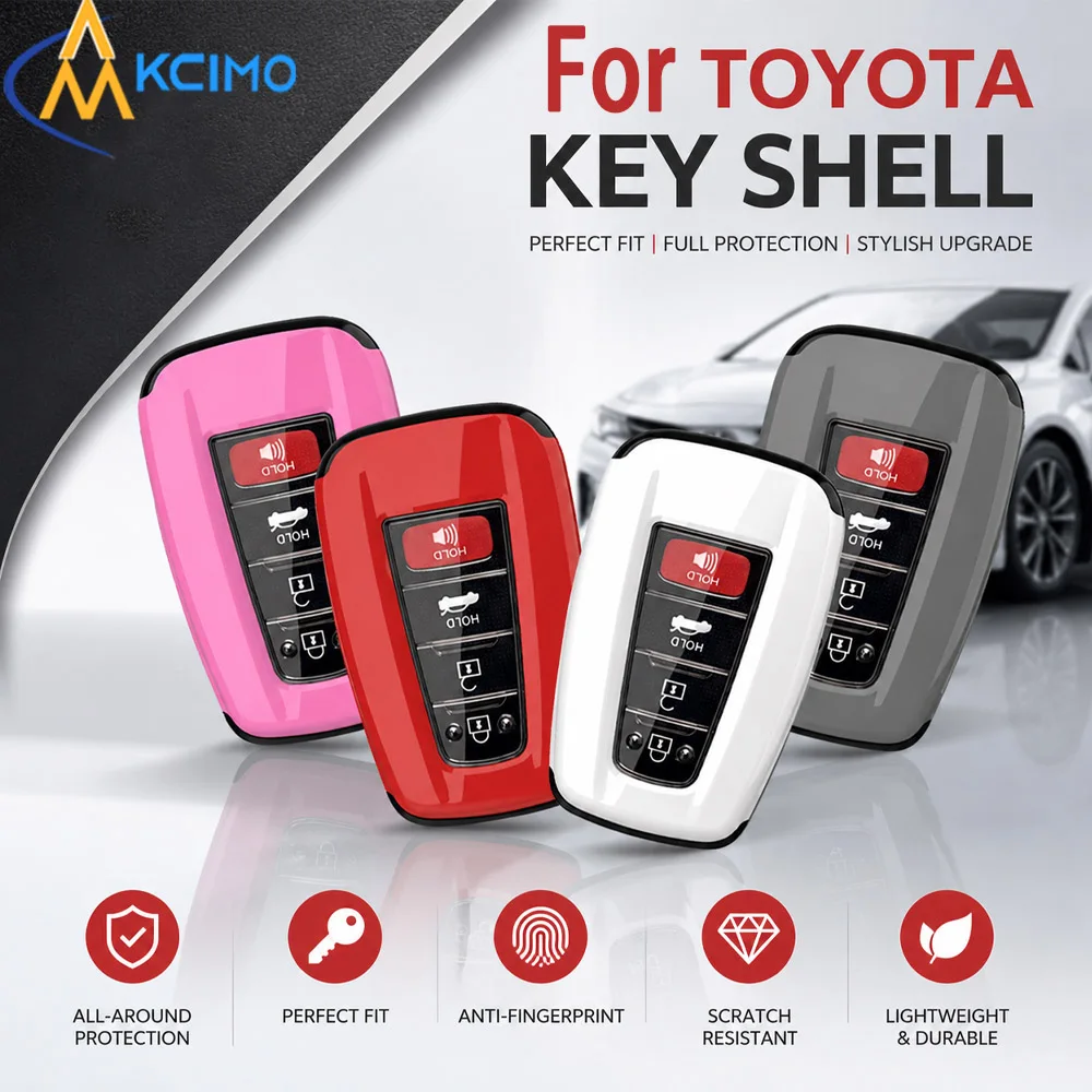 TPU Soft Shell Car Key Fob Cover For Toyota Smart Remote Key, Flexible Full Protective Key Bag Anti‑Drop Anti‑Fingerprint Key