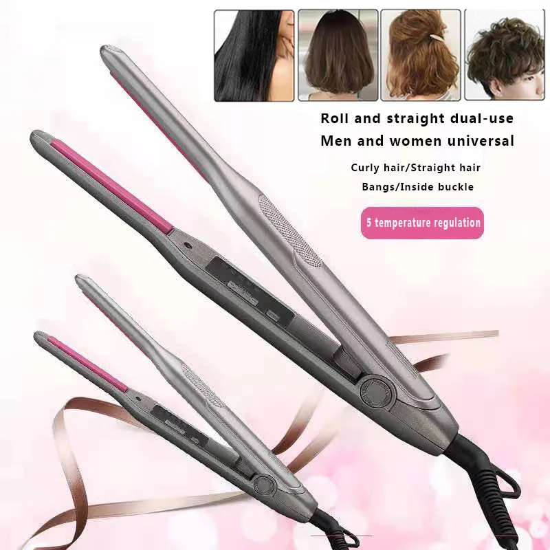 8mm Slim Plate Mini Hair Straightener Curler Flat Iron Moustache Hair Clipper for Short Hair Beard Styler Travel Iron