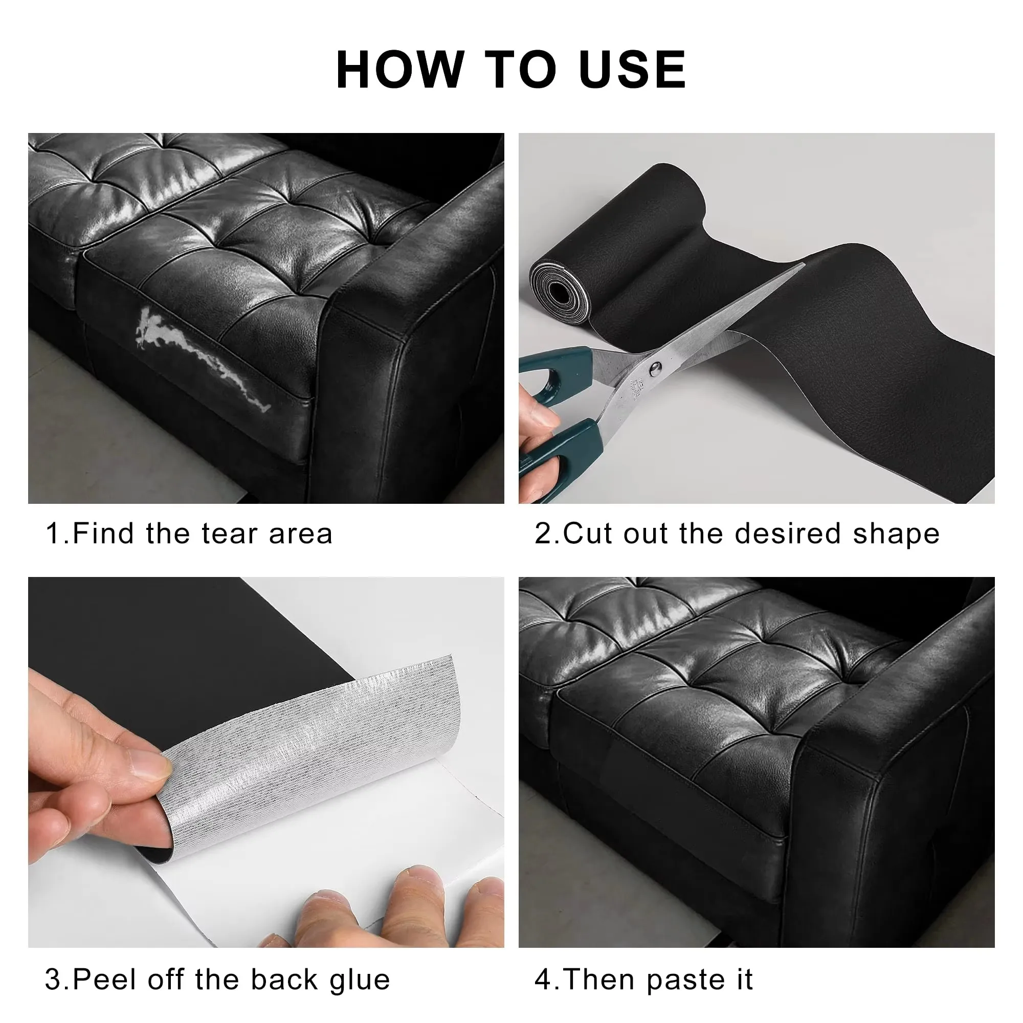 Self Adhesive Leather for Sofa Repair Patch Furniture Table Chair Sticker Seat Bag Shoe Bed Fix Mend PU Artificial Leather Skin