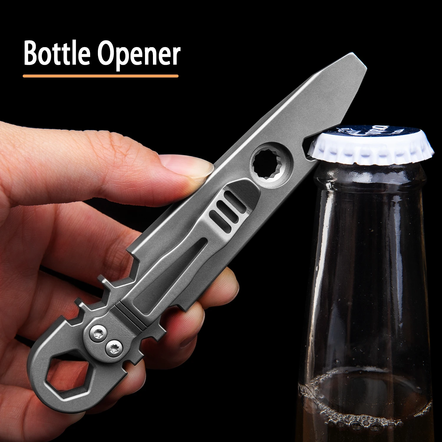 

Titanium Alloy Outdoor EDC Manual Tools Senior Multifunctional Pry Bar Bottle Opener With Two Types Of Screwdriver Heads