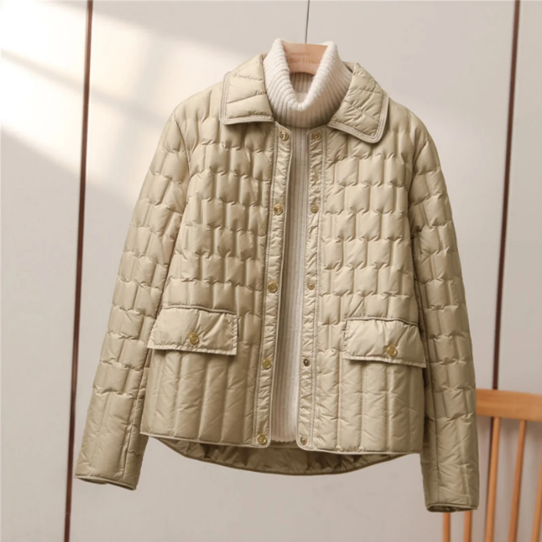 Doudoune légère en duvet de résines blanches pour femme, manteau à colle à pression, court, polyvalent, décontracté, hiver, nouveau, 90%, 2024