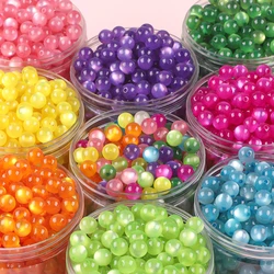 50PCS resin imitation cat's eye round beads, colored straight hole loose beads, handmade DIY beaded earrings, accessories, brace