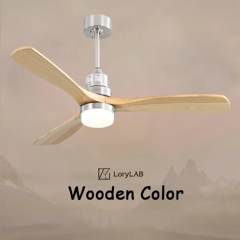 

52 Inch Ceiling Fan With Dimmable Led Light 6 Speed Remote 3 Wood Blade Reversible DC Motor For Bedroom