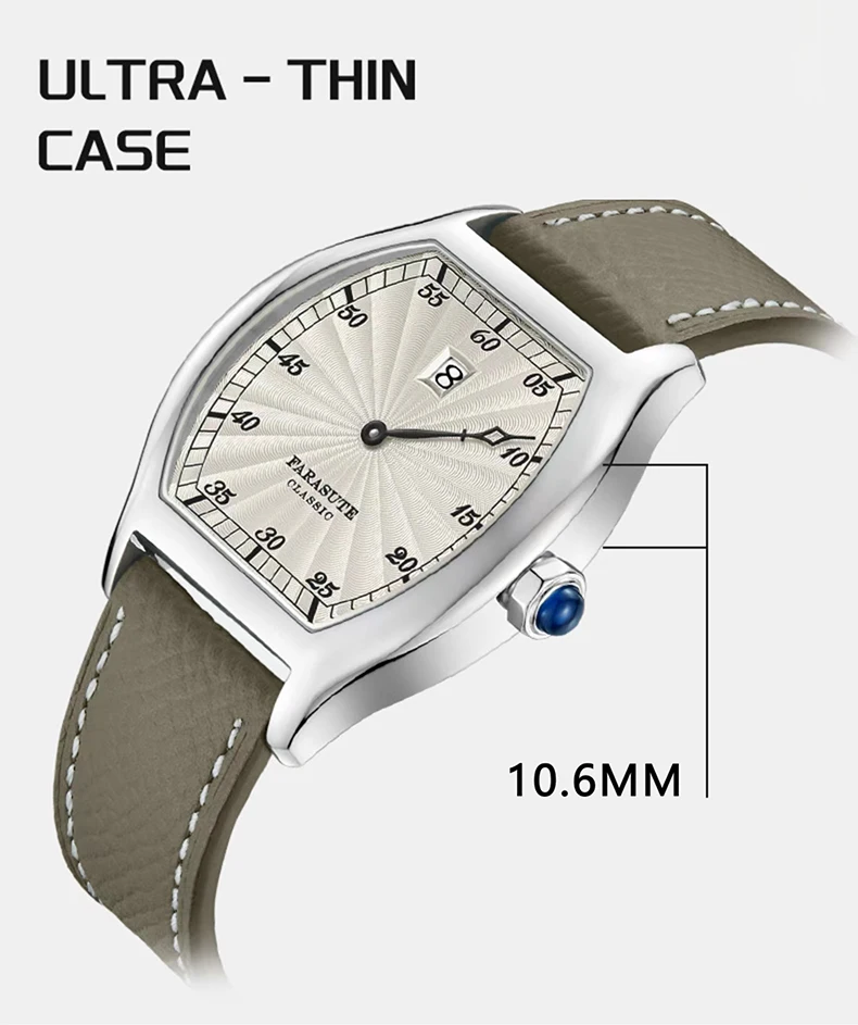 FARASUTE Men Automatic Watch 36mm*44mm Jumping Hour Tonneau Mechanical Wristwatch Sapphire Mirror 30m Waterproof ST17