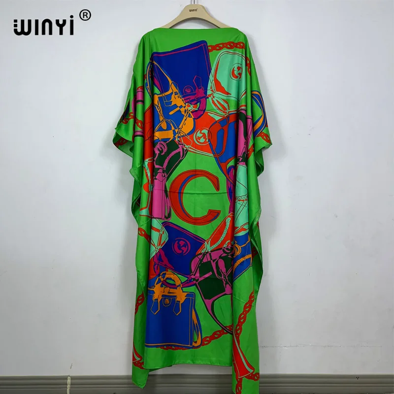 WINYI new dress Summer Print Elegant Muslim africa clothing dress beach outfits for women evening dress party turkey dressesnew