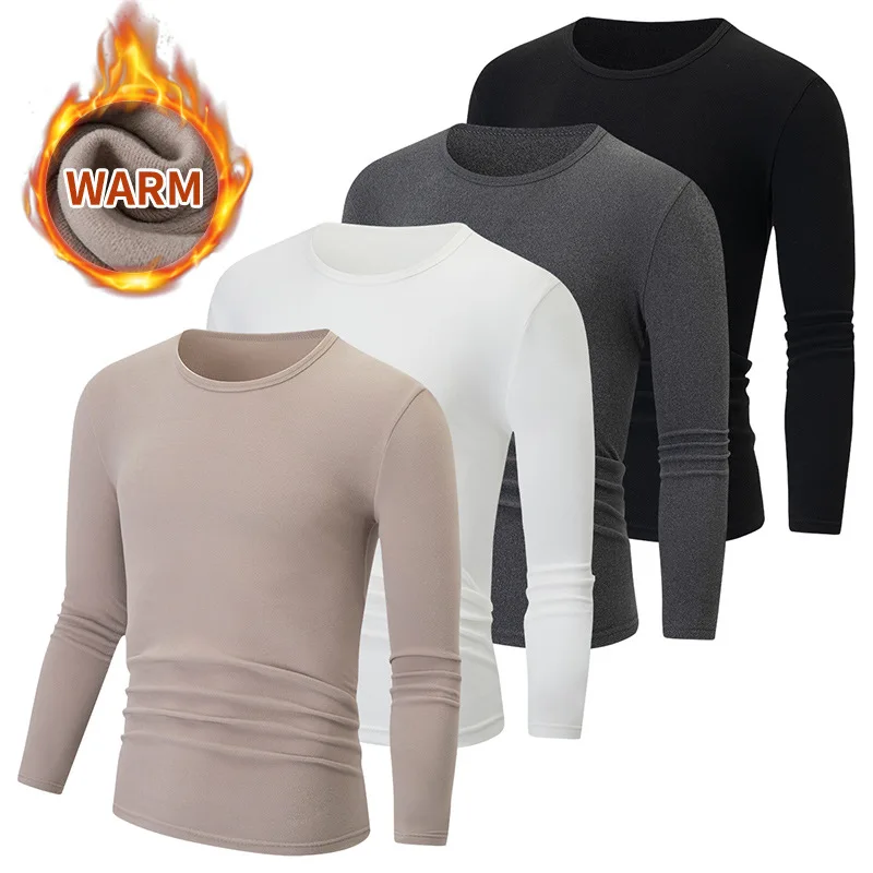 ensemble-de-4-pieces-pour-hommes-col-rond-thermique-manches-longues-chemise-chaude-brossee-couche-de-base-mince-polyvalente-vetements-interieurs-pour-la-temperature-froide