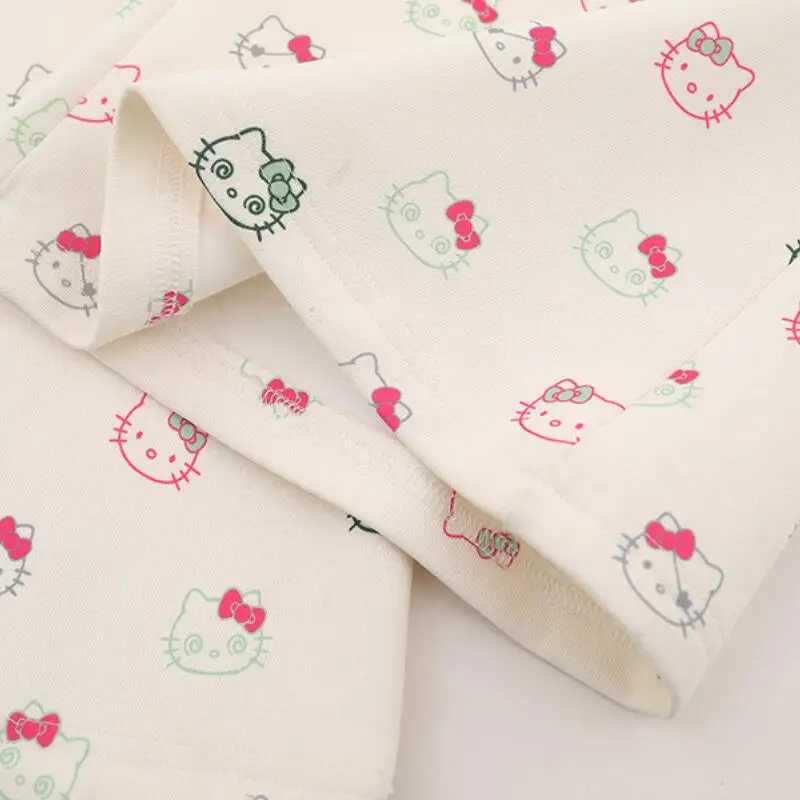 Anime hellokitty mulher roupas jovens mulheres cintura elástica calças planas estilo bonito calças casuais outono roupas femininas