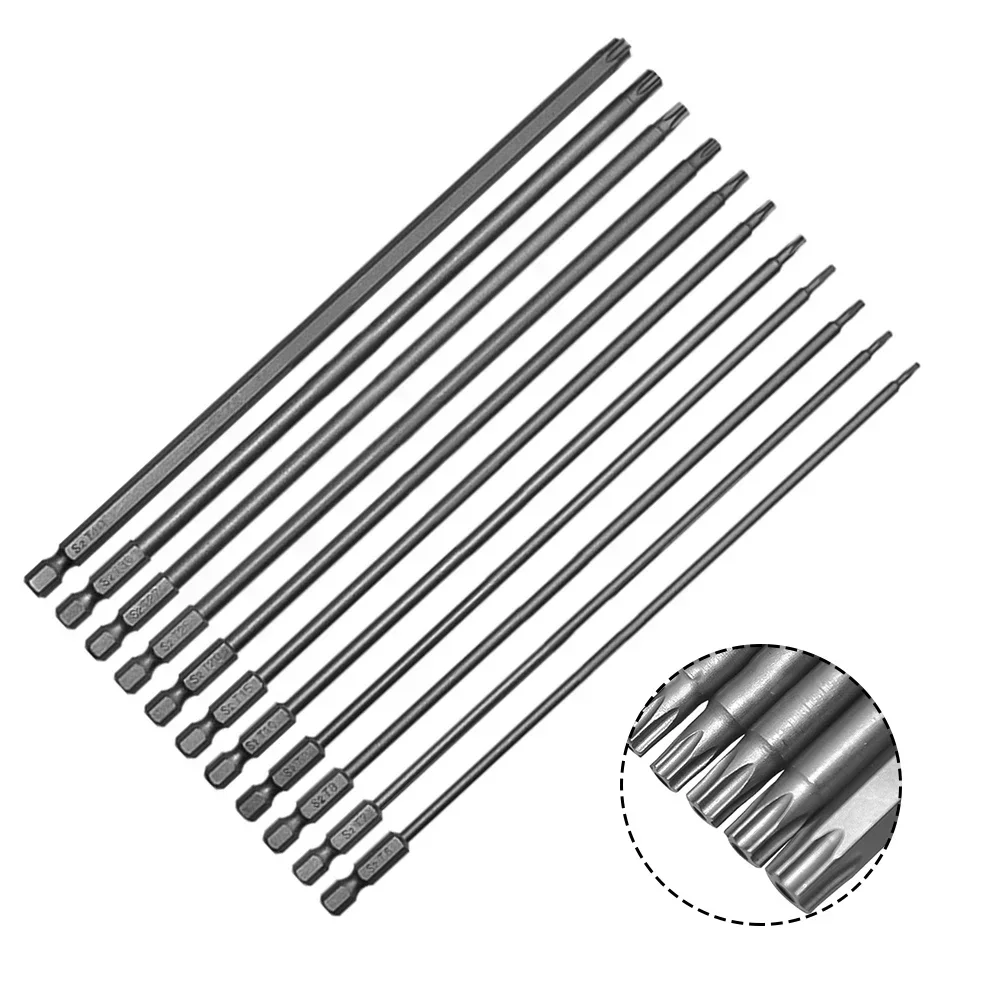 Picture 3: 11pcs 200mm Extra Long Torx Screwdriver Bit Security Tamper Proof Star Magnetic Screwdriver 1/4 Hex Screw Driver Bits Hand Tools