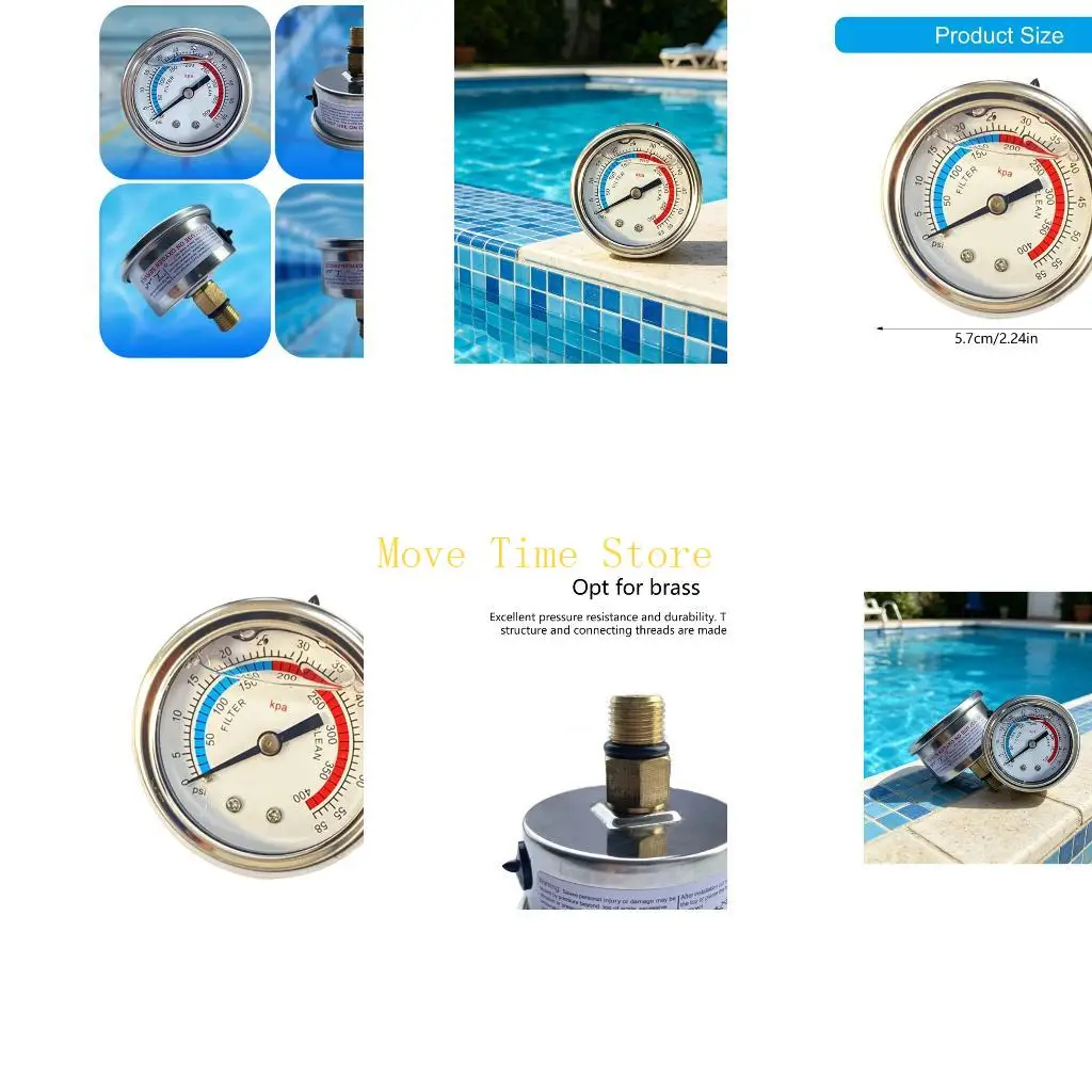 92ME High Visibilities Color Dials Pool Filter Pressure Gauge For Accurate Monitoring