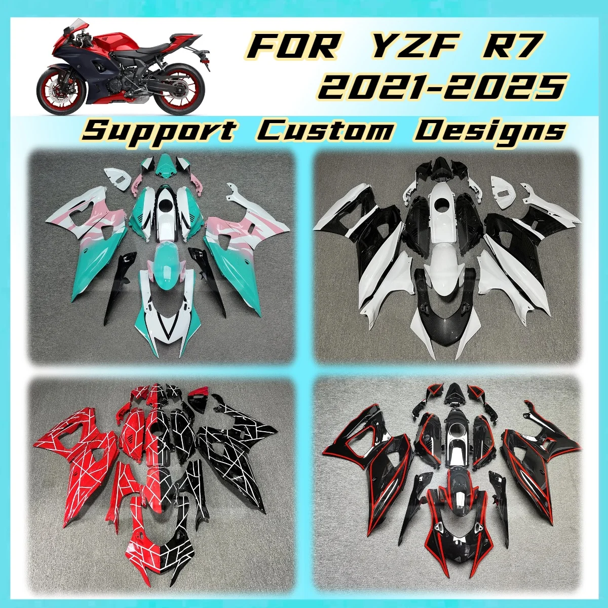 ABS Injection Fairing Kit for Yamaha YZF R7 2021-2025 YZFR7 21-25 Motorcycle Full Bodywork Set Pre-drilled Parts Fairings