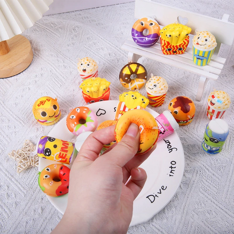 5 Teile/beutel Cartoon Nette Langsam Rebound Snack Trinken Spielzeug Anhänger Simulation Lebensmittel Spielen Weiche Prise Stress Relief Spielzeug Kinder Spaß Geschenk