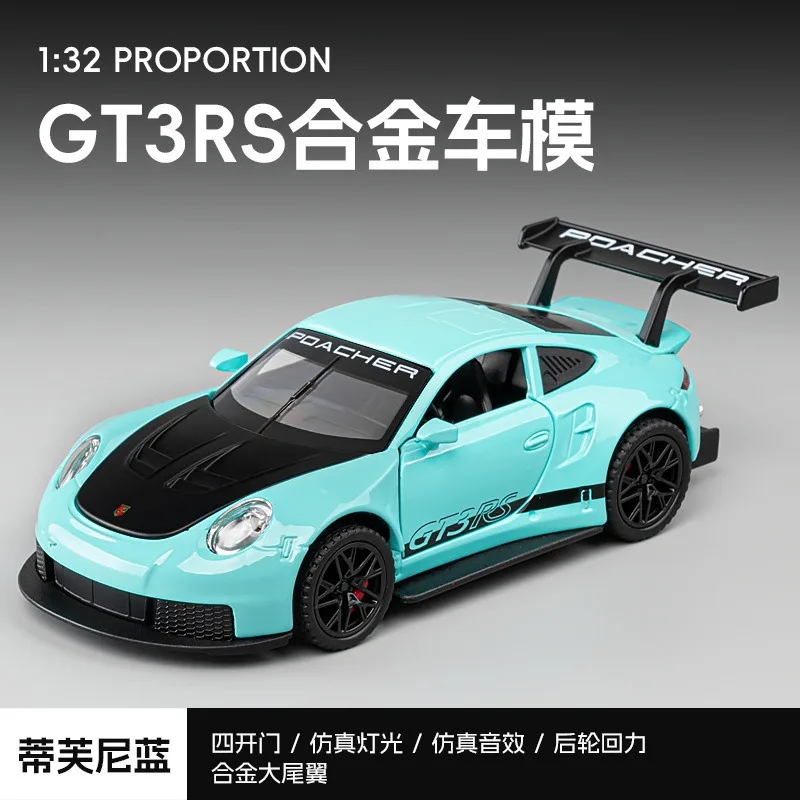 1:32 Porsche 911 Alloy Race Car Six Open Doors Four Wheel Shock Steering Light Sound Pull Back Desktop Display Collection Gift view 6
