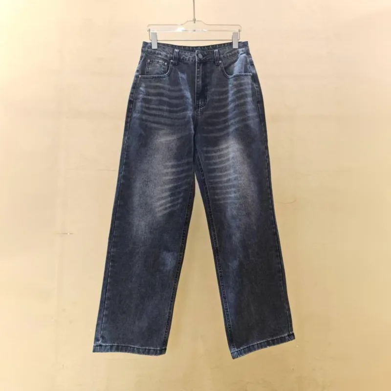HKSH 2026 Spring Summer New Men Tide Chic Ins Denim Pants Straight Vintage American Hip-Hop Casual Versatile Washed Punk HK21300