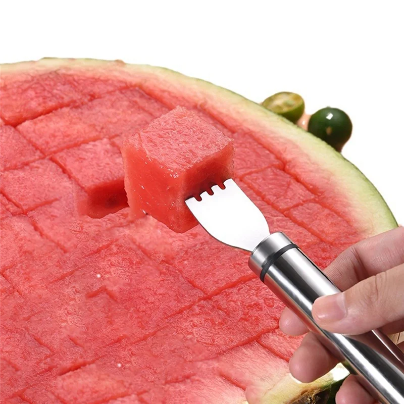 

Reliable Upgraded 2-In-1 Stainless Steel Fruit Cutter,New Watermelon Fork Slicer Cutter Slicer Tool