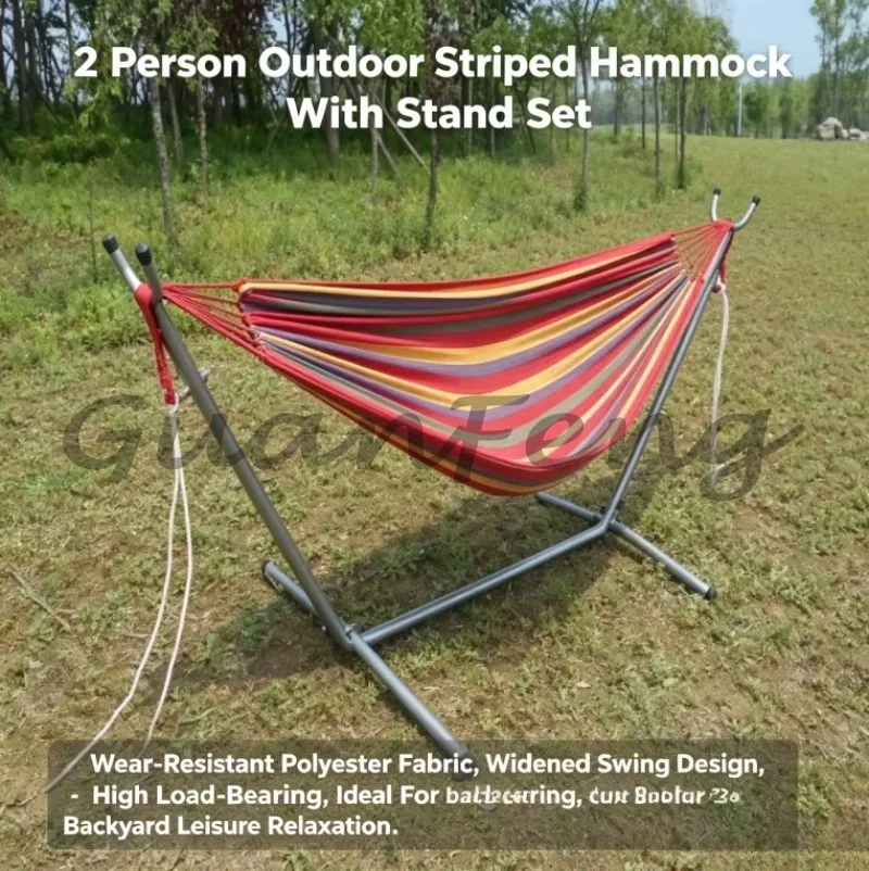 Croissant Hammock Stand Thick Steel Pipe Frame With Canvas Hammock Removable Indoor Outdoor Creative Swing