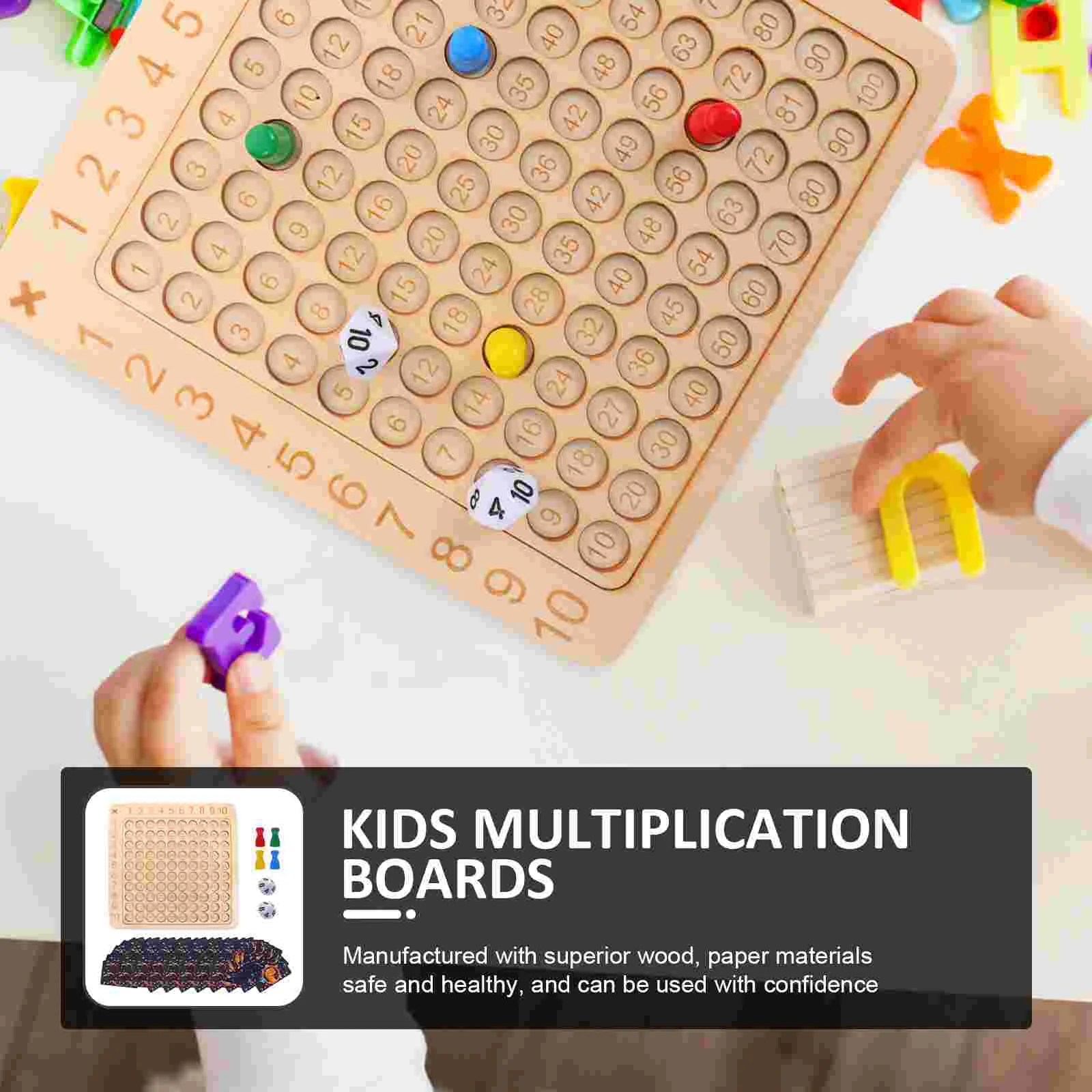 Toy Multiplication Table Board Kids Game Preschool Math Wooden Manipulative for Educational Children Counting