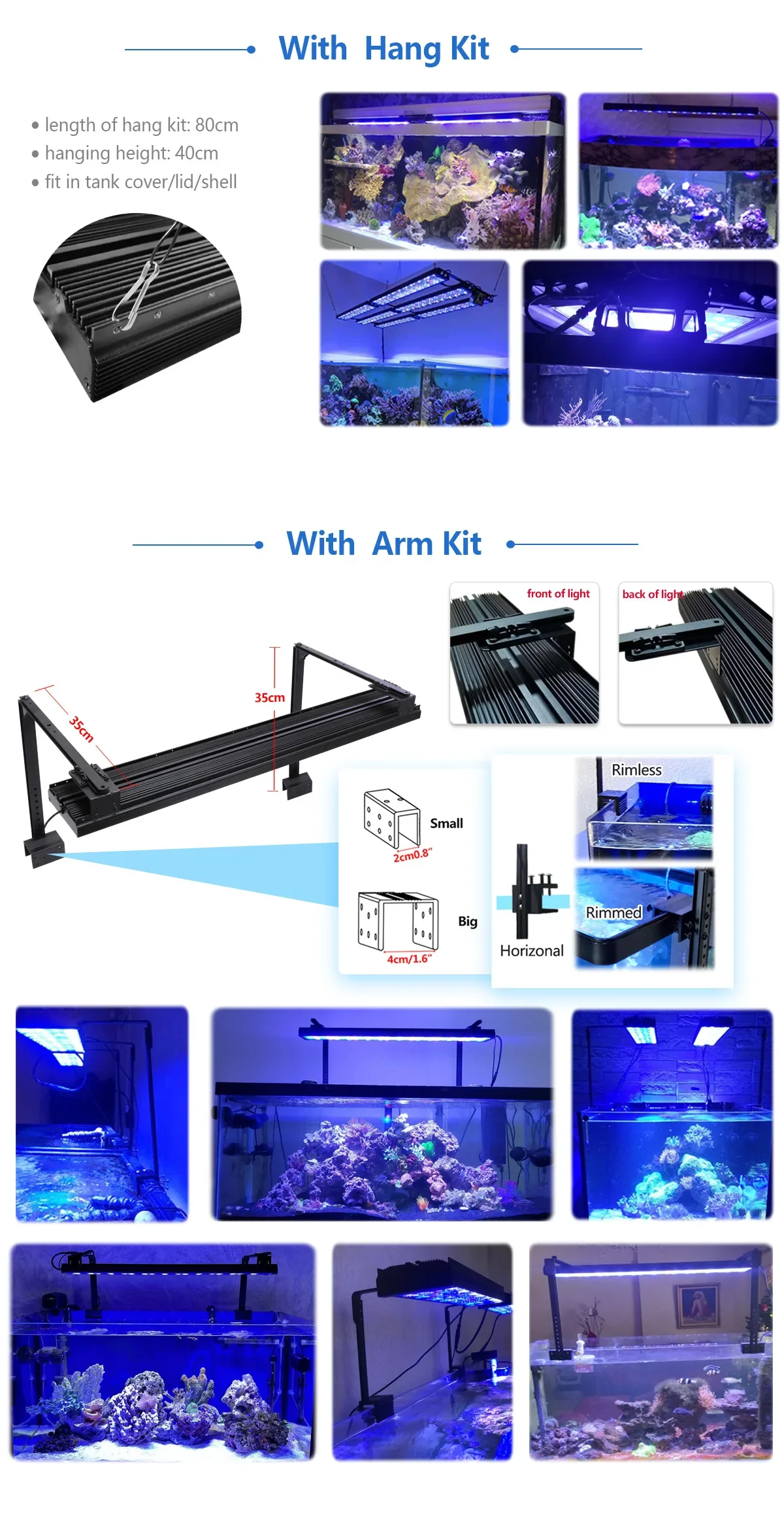 60cm PopBloom WiFi Meerwasser-Aquariumbeleuchtung, Vollspektrum LED-Aquariumlampe für 55-70cm Riff-Korallen SPS/LPS Fischaquarium – Detail 10