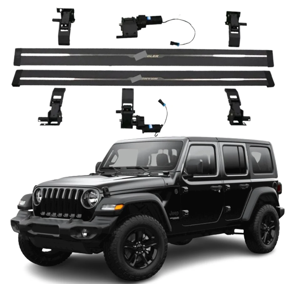 

Электрические выдвижные подножки для JEEP Wrangler 4-дверной новейшей модели, 6 кронштейнов, в картонной упаковке, алюминиевые автомобильные ступеньки