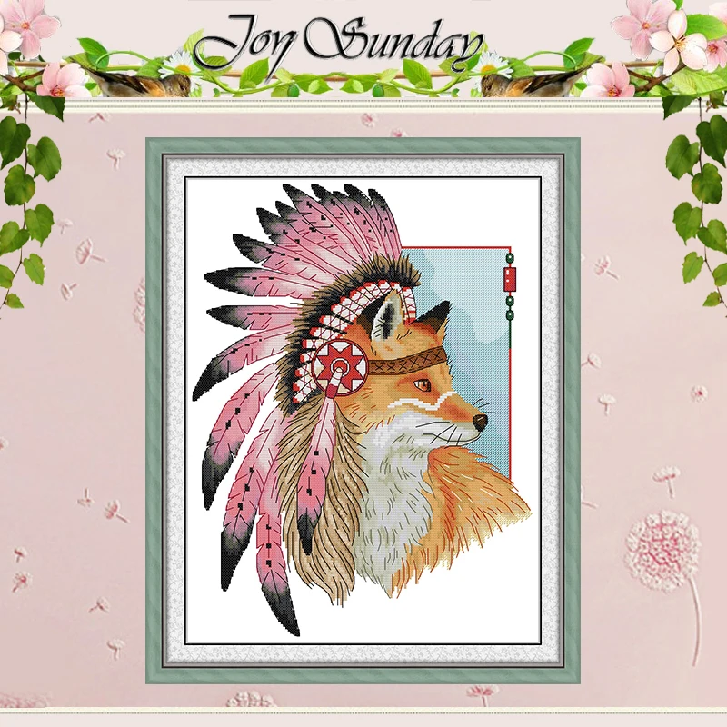 

Indian Fox Animals Patterns Counted Cross Stitch Set DIY 11CT 14CT 16CT HD Stamped DMC Cross-stitch Kit Embroidery Needlework