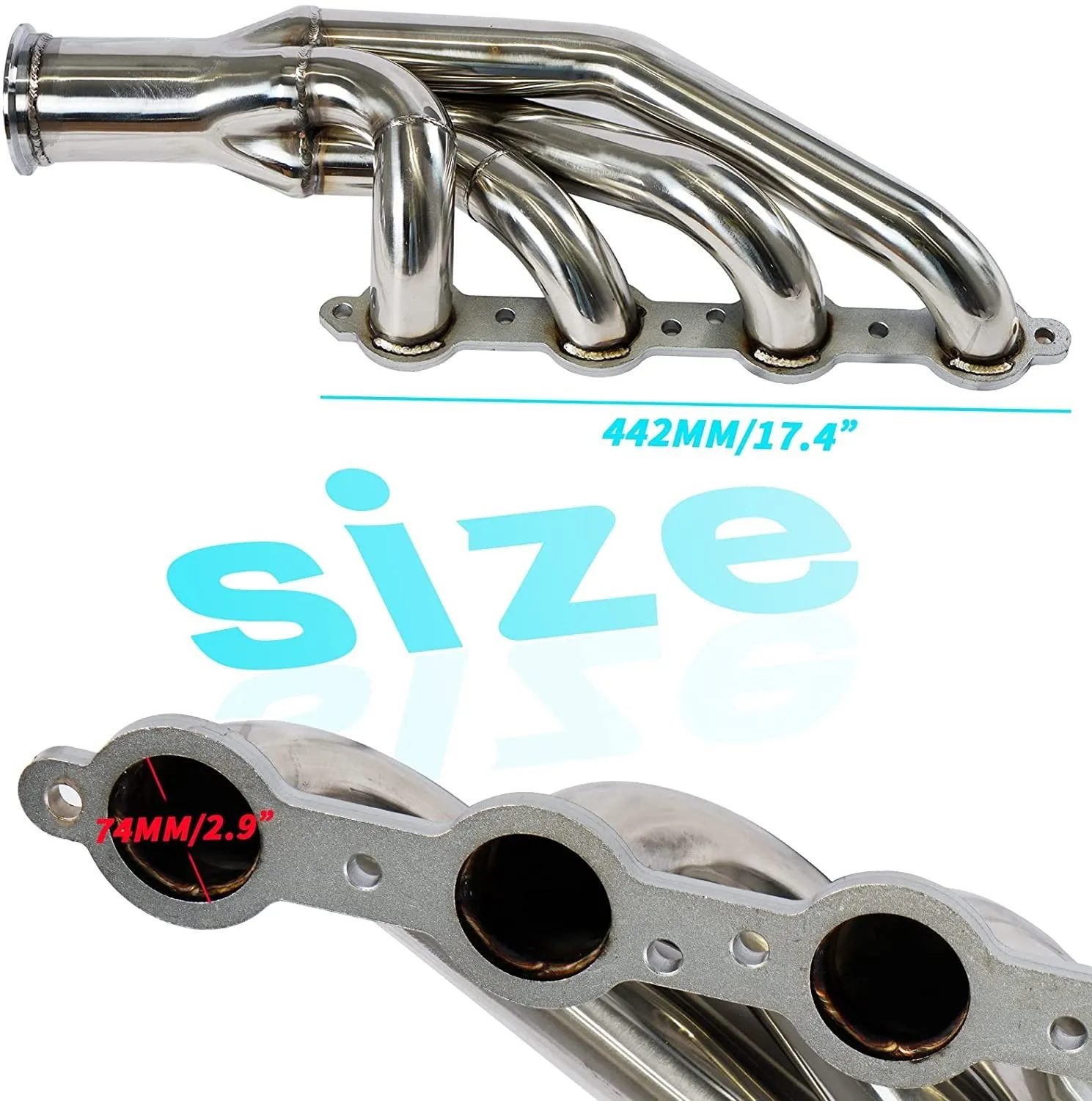 Exhaust Header Manifold For LSX LS1 LS2 LS3 LS6 4.8L 5.7L 6.0L 6.2L Engine Forward Facing Up 1 3/4