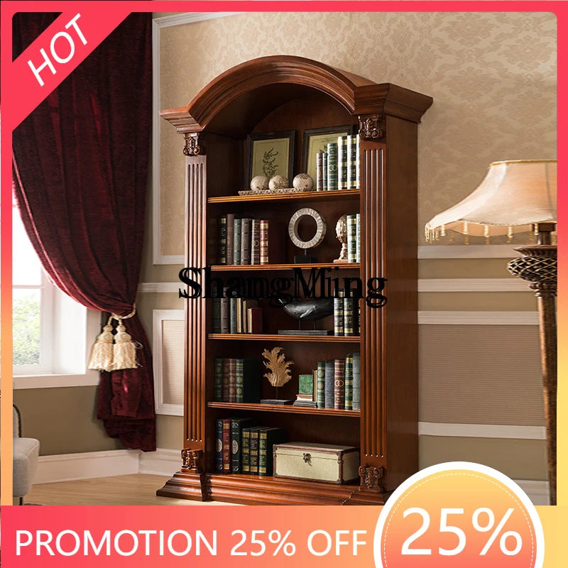 

FG good-looking solid wood arched single bookshelf multi-layer shelf living room integrated whole wall floor display cabinet