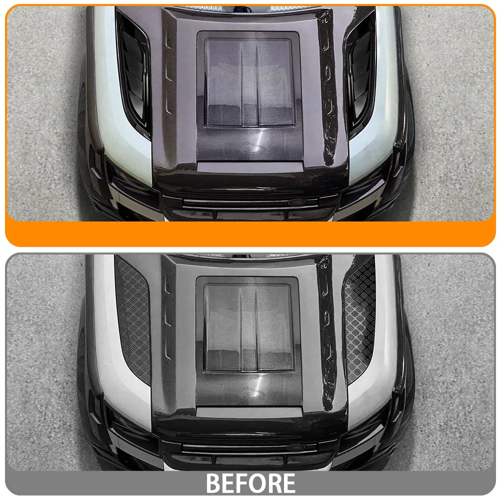 قطع غيار السيارات سيارة بونيه الجانبين لوحة الكسوة هود تنفيس يغطي لاند روفر المدافع 110 90 2023 2024