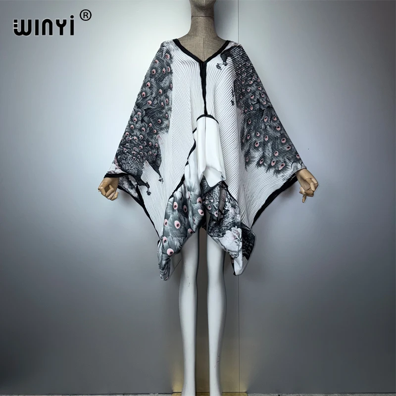 WINYI Summer Africa Pleated Elastic fashion dress Women boho robe luxury party dress holiday beach wear evening dress abaya 3