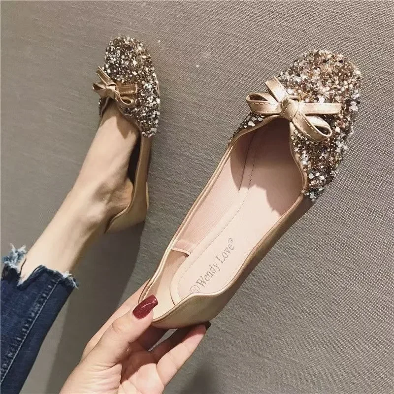 2025 Women 1cm Low Heels Luxury Cinderella Flats Female Fashion Evening Party Low Heels Lady Elegant Barefoot Shoes Large Size