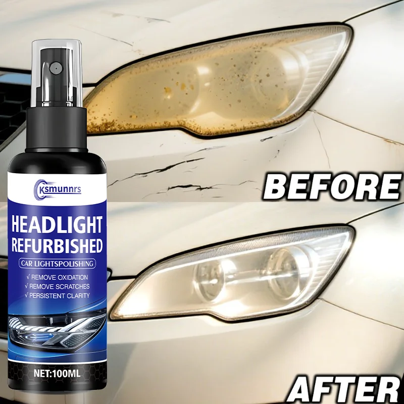 Car headlight repair spray, a premium tool - eliminates yellowing, oxidation, restores clarity, and fixes scratches.