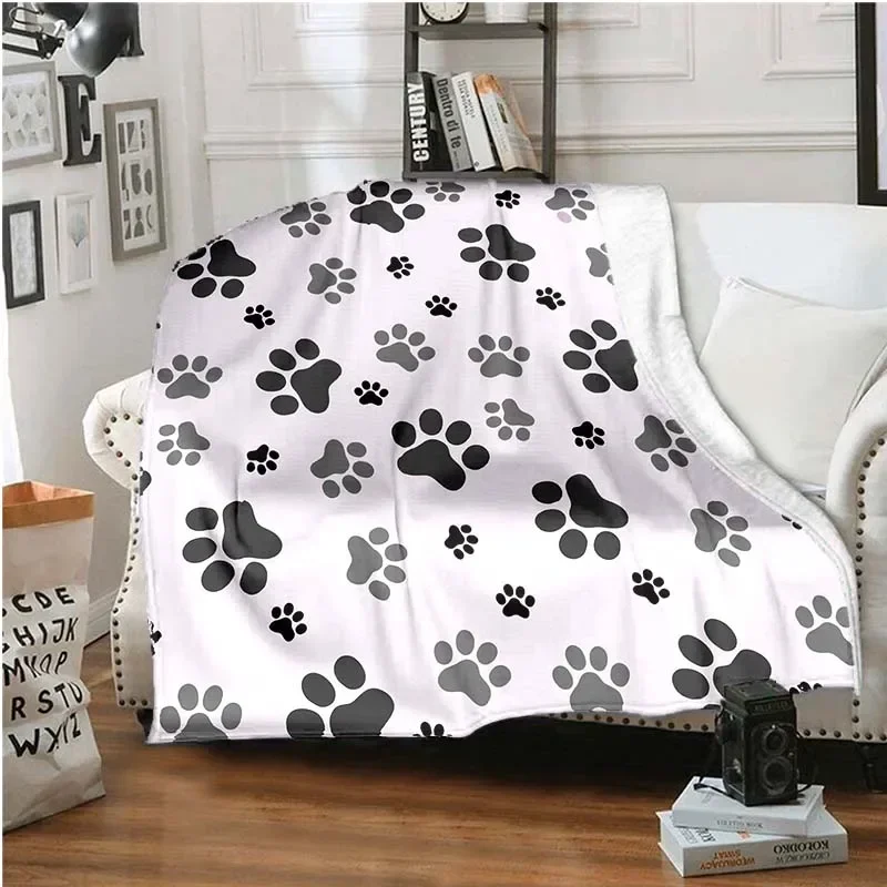 Animal Puppy Paw Blanket Sofa Couch Bed Decor Super Soft Cozy Lightweight Warm Cute Boys Girls Birthday Gifts Travelling Camping