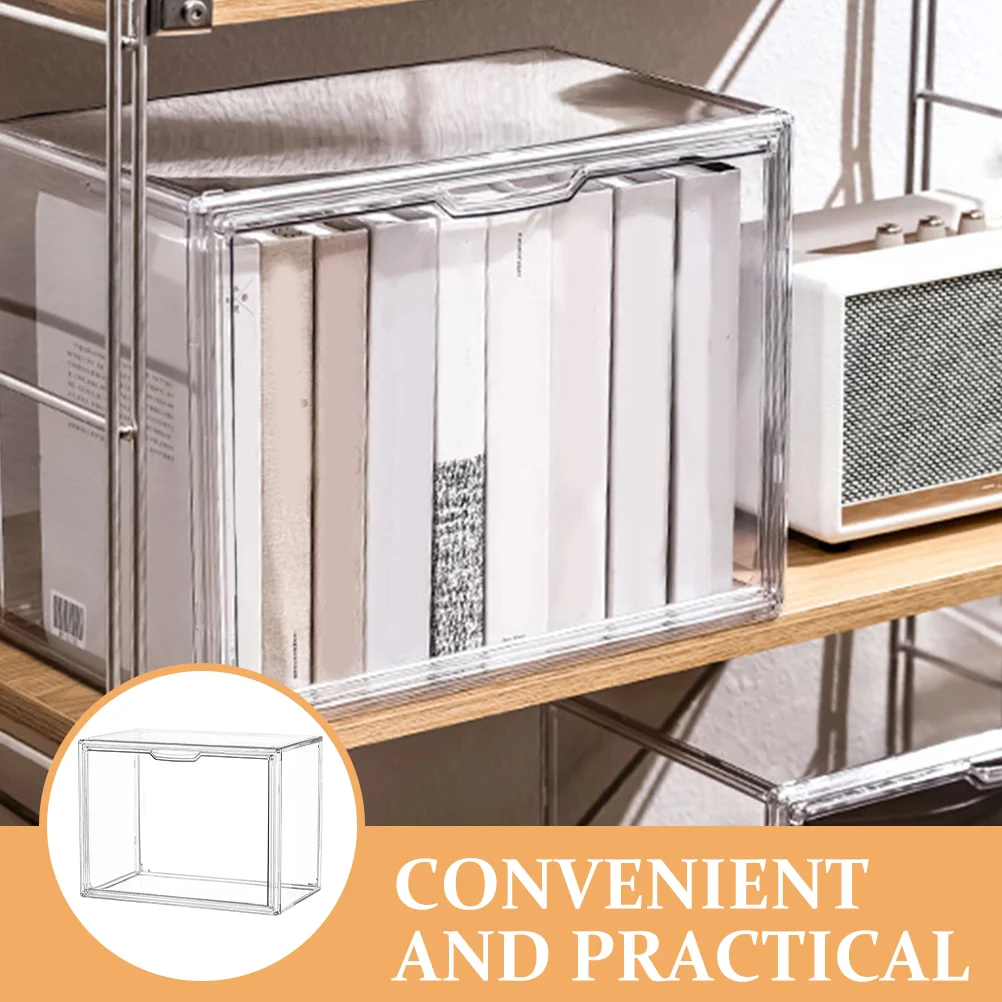 Clear Book Bins for Efficient Organization and Storage Solution Transparent Storage Containers for Books and More