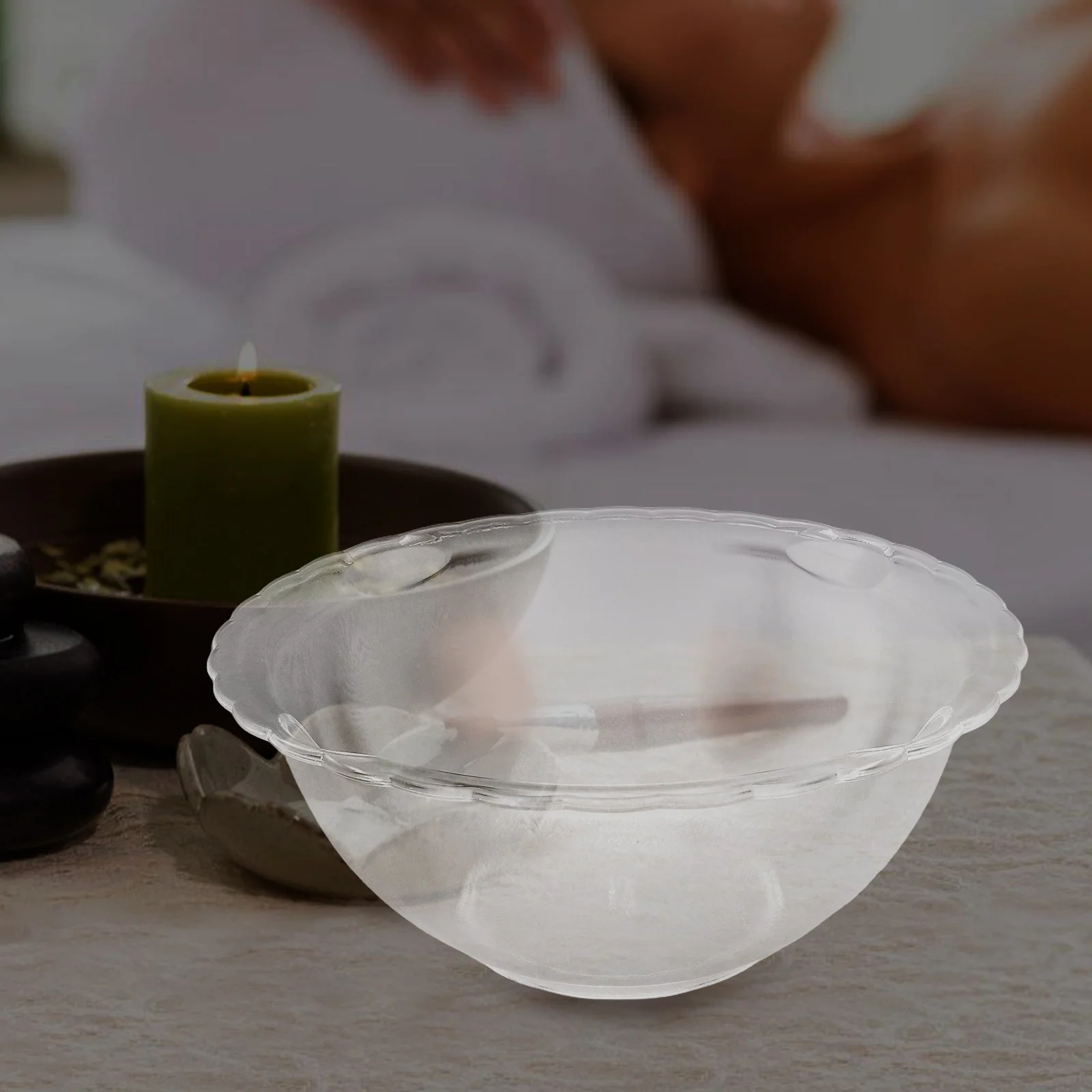 

Beauty Salon Face Wash Basin Transparent Round Plastic Tub with Lace Edge Easy Clean Portable for Facial Mask Foot Soak Home and