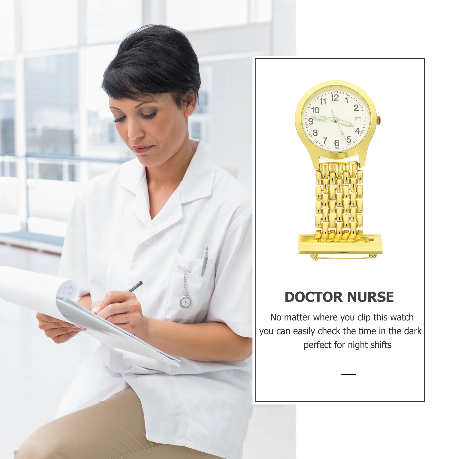 

1pc Premium Nurse Pocket Watch Durable Hanging Clip-On Watch Luminous Dial Easy Retract For Nurses Doctors Gift