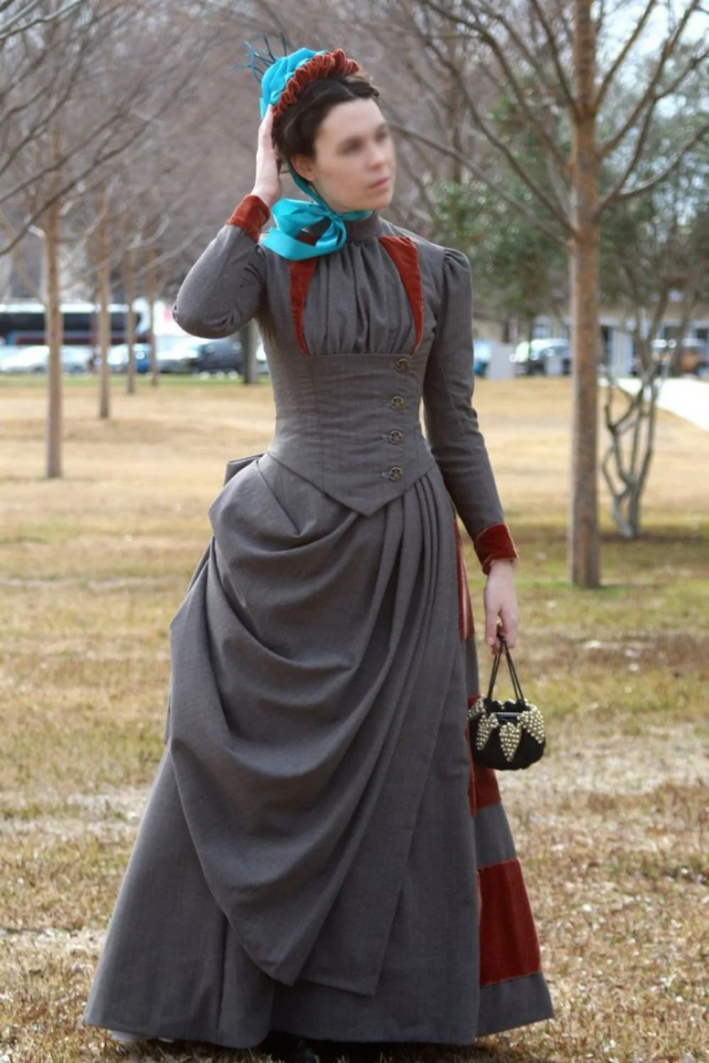 

1880s Bustle Day Dress Gothic Steampunk Rococo Walking Costume Victorian Edwardian Duchess Business Party Visiting Ball Gown