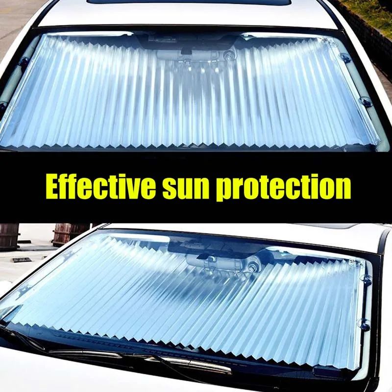 

Auto Retractable Sunshade Sunscreen and Heat Insulation Front and Rear Sucker Car Sun Visor Interior Windshield Sunshade