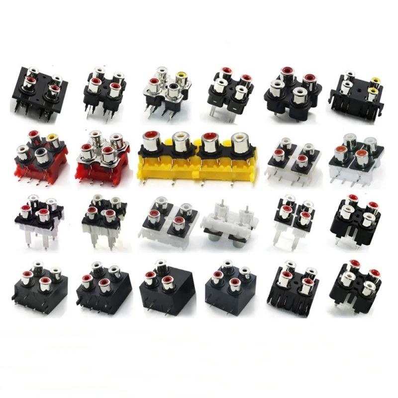 2PCS AV6-8.4-22 audio input output 6 holes RCA622 sealed lotus socket audio amplifier female interface AV6-8.4-22