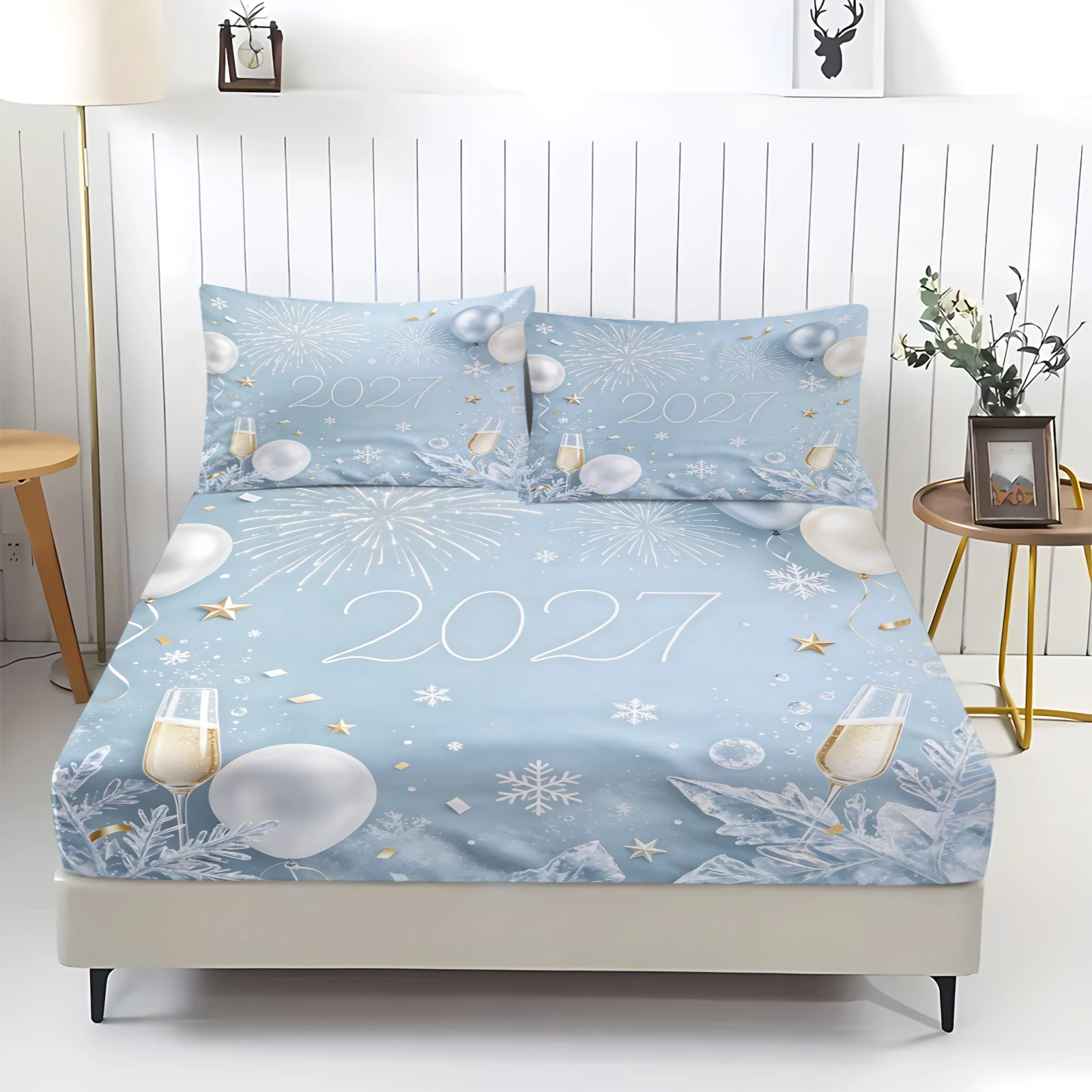 Fitted Bed Sheets Deep Pocket - 2027 Happy New Year Fitted Sheet