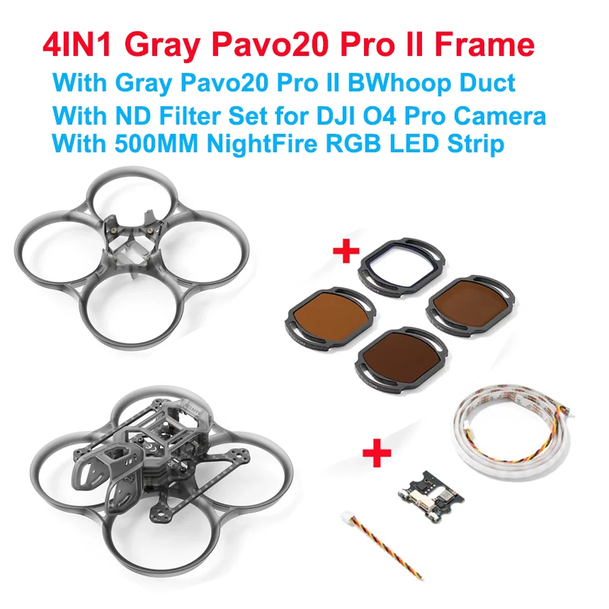 

BETAFPV Pavo20 Pro II Brushless BWhoop Frame & BWhoop Duct For Pavo20 Pro II Drone With 500MM RGB RGB LED Strip ND8 ND16 Filter