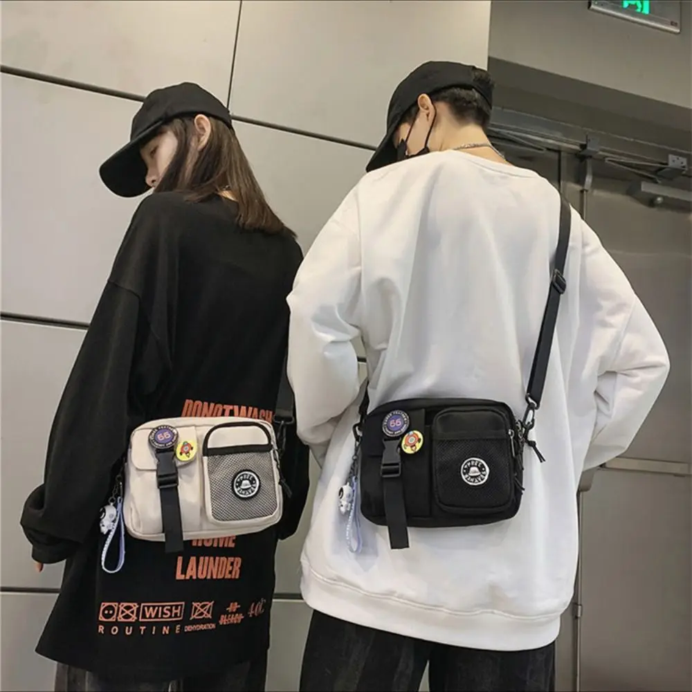 

High Quality Quick-dry Canvas Shoulder Bag Portable Harajuku Men Crossbody Bag Casual Solid Color Mobile Phone Pack Outdoor