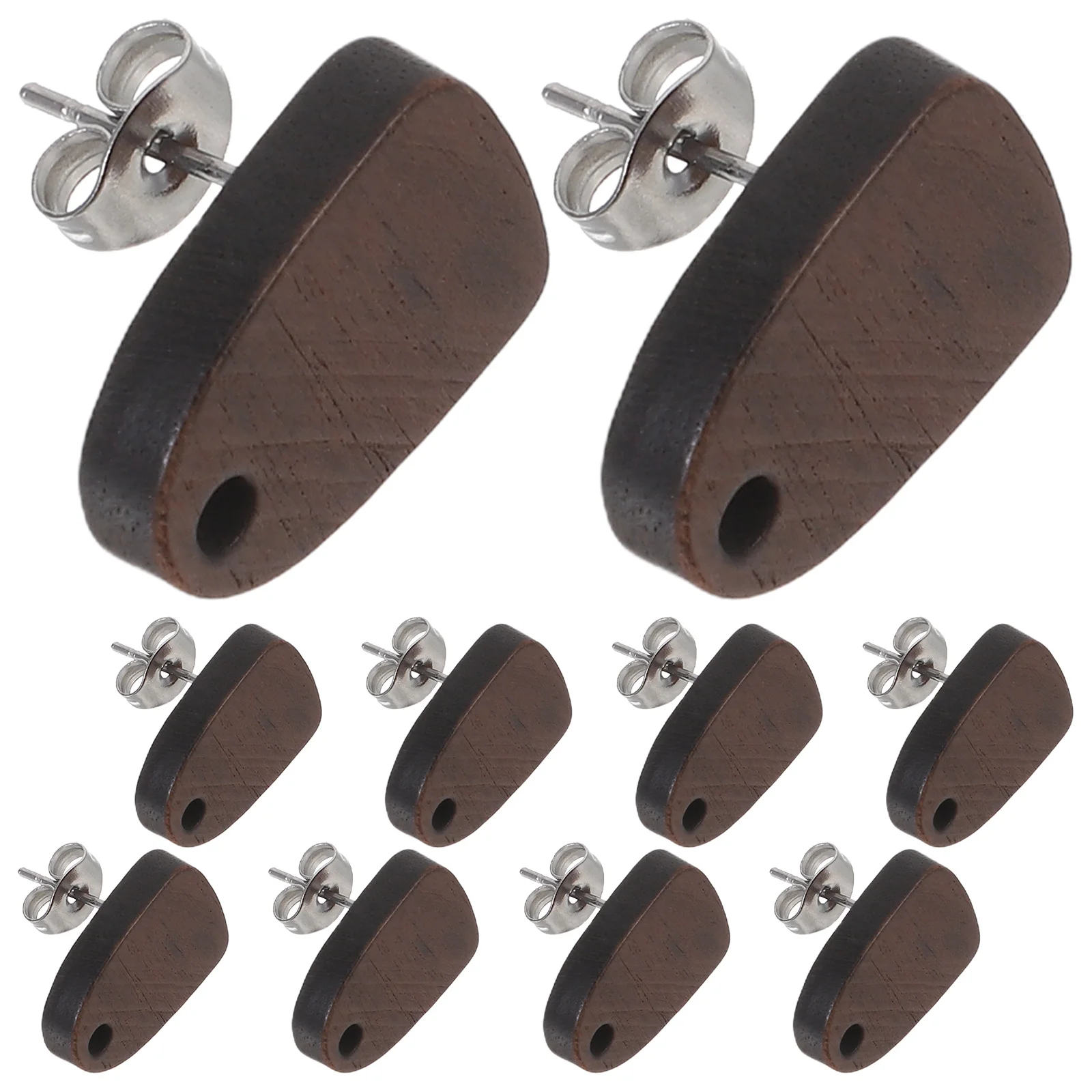 

10 set Geometric Wooden Stud Earrings Natural Wood Blanks Diy Jewelry Making Supplies Stainless Steel Pin Findings For Women