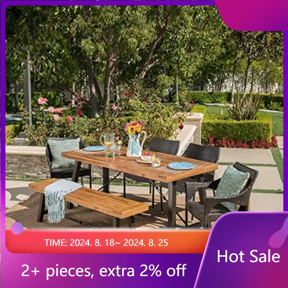 

Morley Outdoor Acacia Wood Dining Set With Wicker Stacking Chairs Dinning Tables Sets Patio Set Furniture Backyard Garden Table