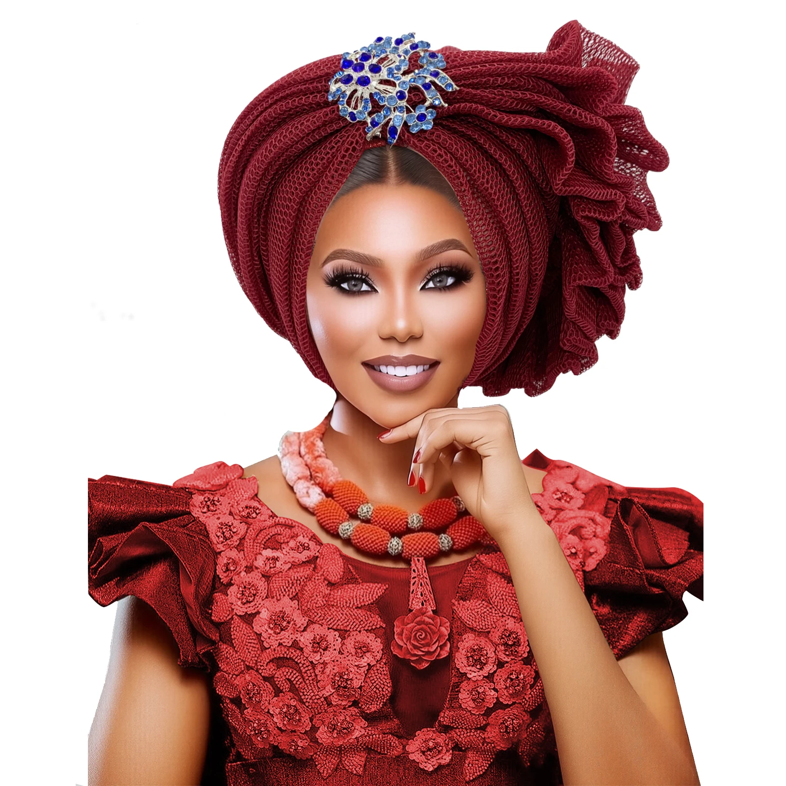 Summer Mesh Turban Cap African Women's Head Wraps Already Made Auto Gele Headtie Wedding Geles - view 2