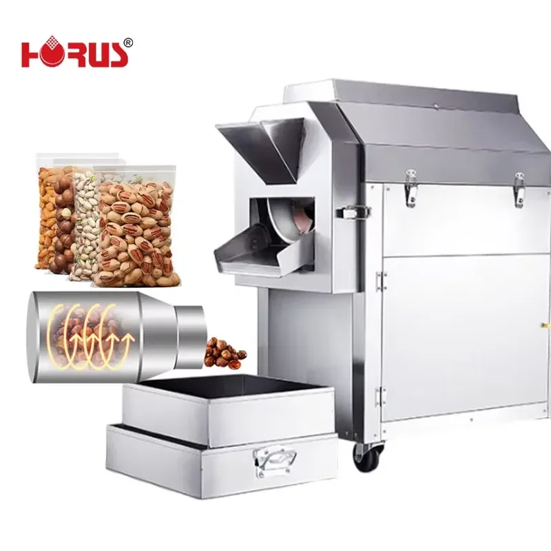 2026 Horus 7.5kg/time Gas&Electric Chestnut Roasting Machine Single Door Stir-Fry with Flameout Protection for Corn Nuts